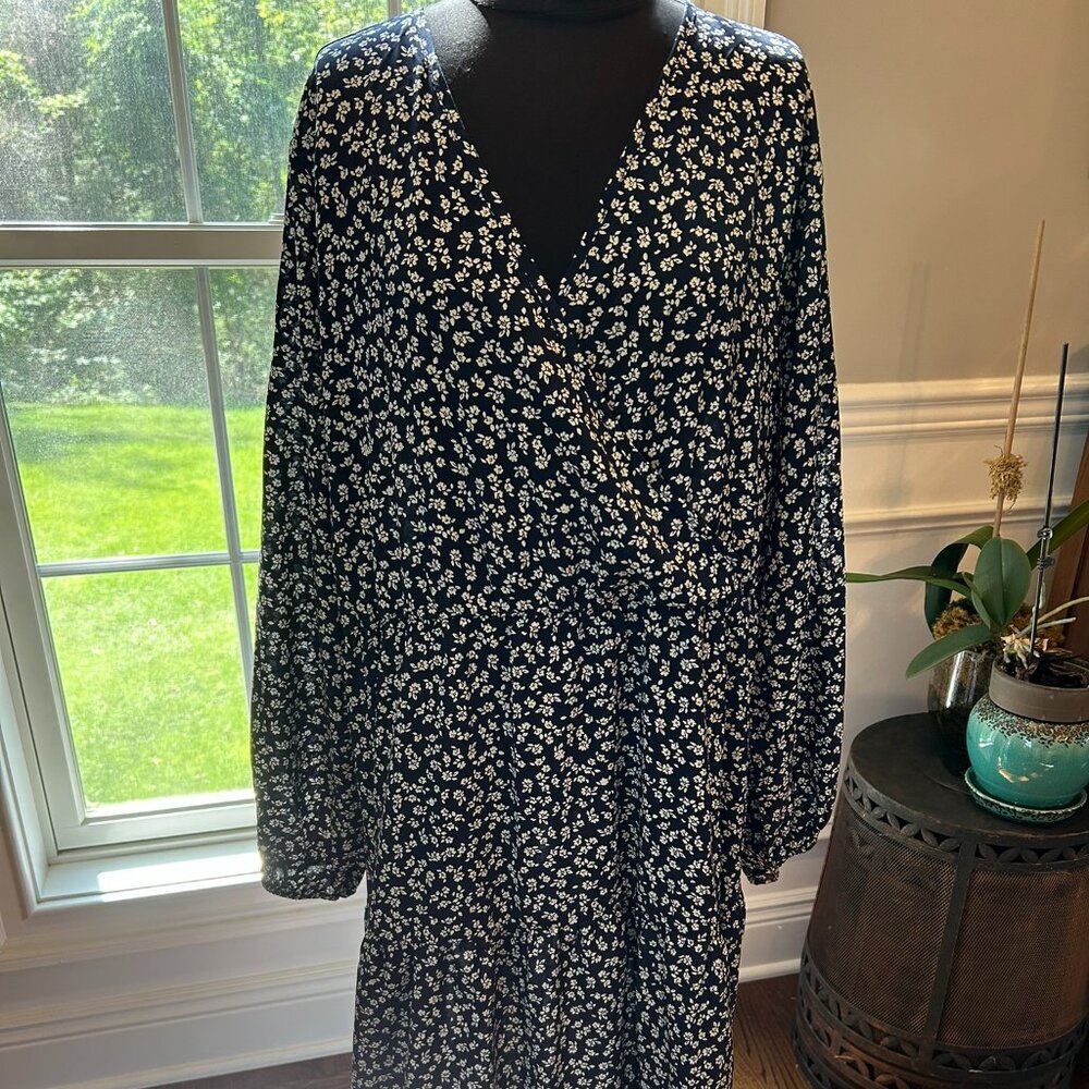 Kojooin Maxi Navy w/White Flowers Dress ~ Women's Size 4XL